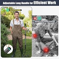 EUIJOIP 70 Inch Garden Hoe, Heavy Duty Metal Weeding Hoe Tool for Standing, Loosening Soil, Digging, Planting & Ridging - Ergonomic Gardening Hand Tools for Women Men Seniors — image 2