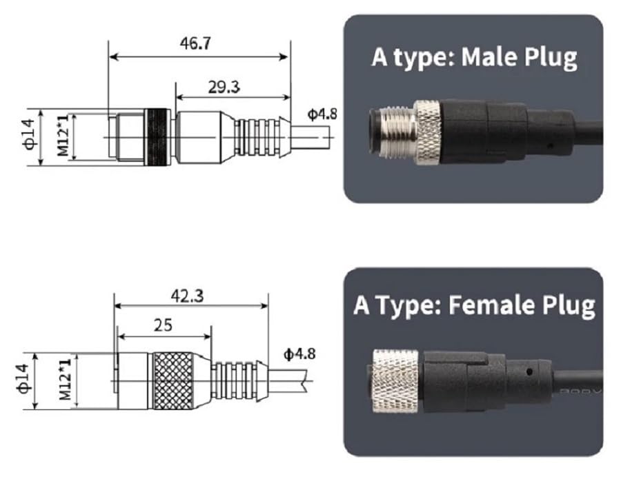 Cable sensor M12 5 pines hembra a extremos abiertos 2M miniatura 5