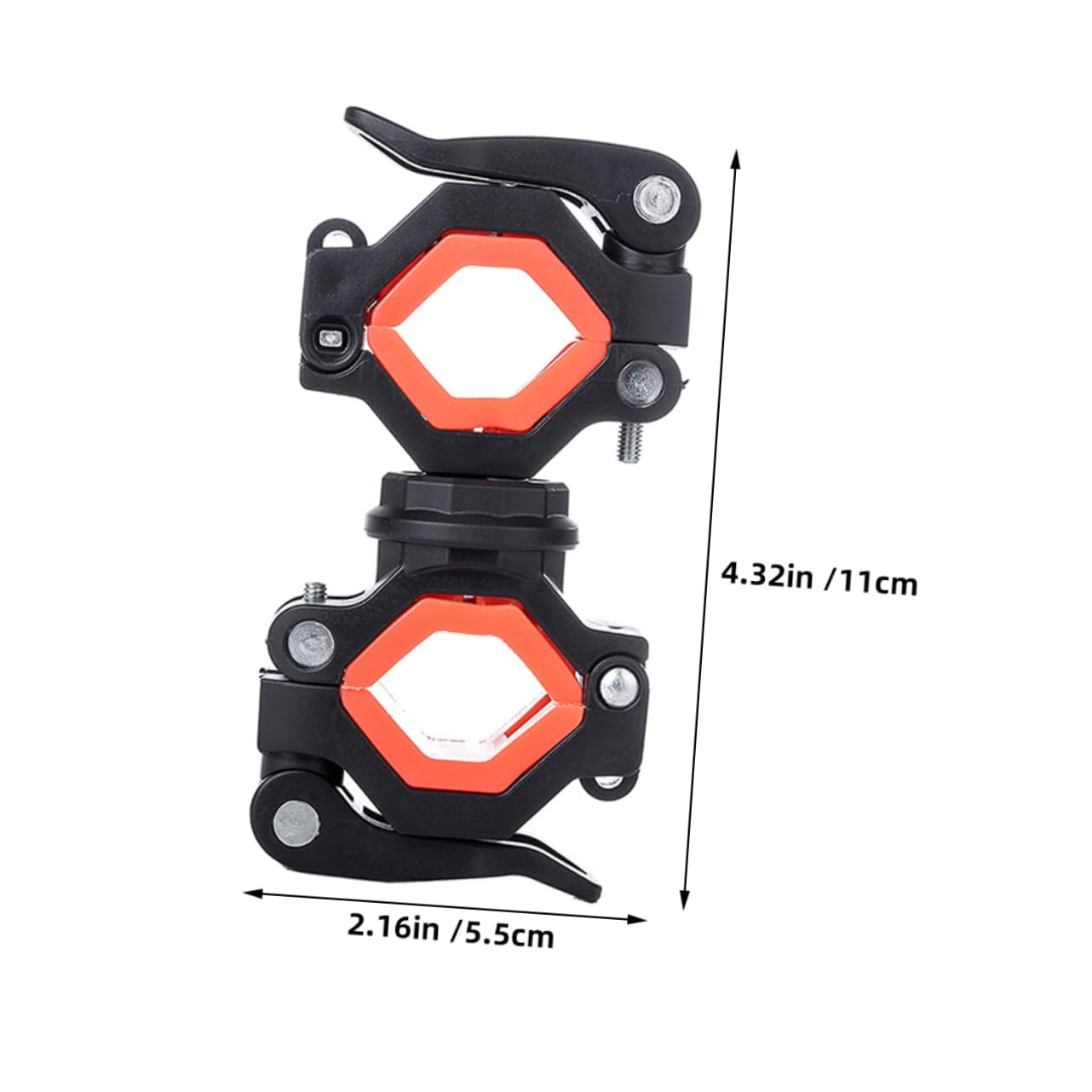 BRIGHTFUFU USB Rechargeable Bicycle Light Rotating Flashlight Holder with Quick Release High Visibility Front Tail Lights for Cycling Safety Durable Bike Lamp Mount Clamp Orange