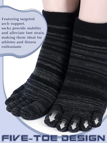 Image of Fourluoo 3 /6 Pairs Women Toe Socks Cotton Breathable Ankle Five Toe Socks for Men Women Athletic Running
