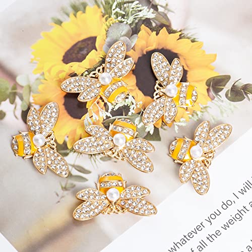 20 Pieces Large Enamel Bee Charms Rhinestone Bee Pendants Alloy Honeybee Embellishments For Diy Crafts Decoration Jewelry Making (Yellow) #TOP3