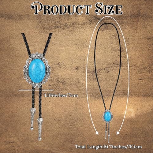Image of ElevateTech Bolo Tie for Men Western Cowboy Bolo Tie Necklace Shape Round Ties Supplies Accessories Western Handmade (Blue)