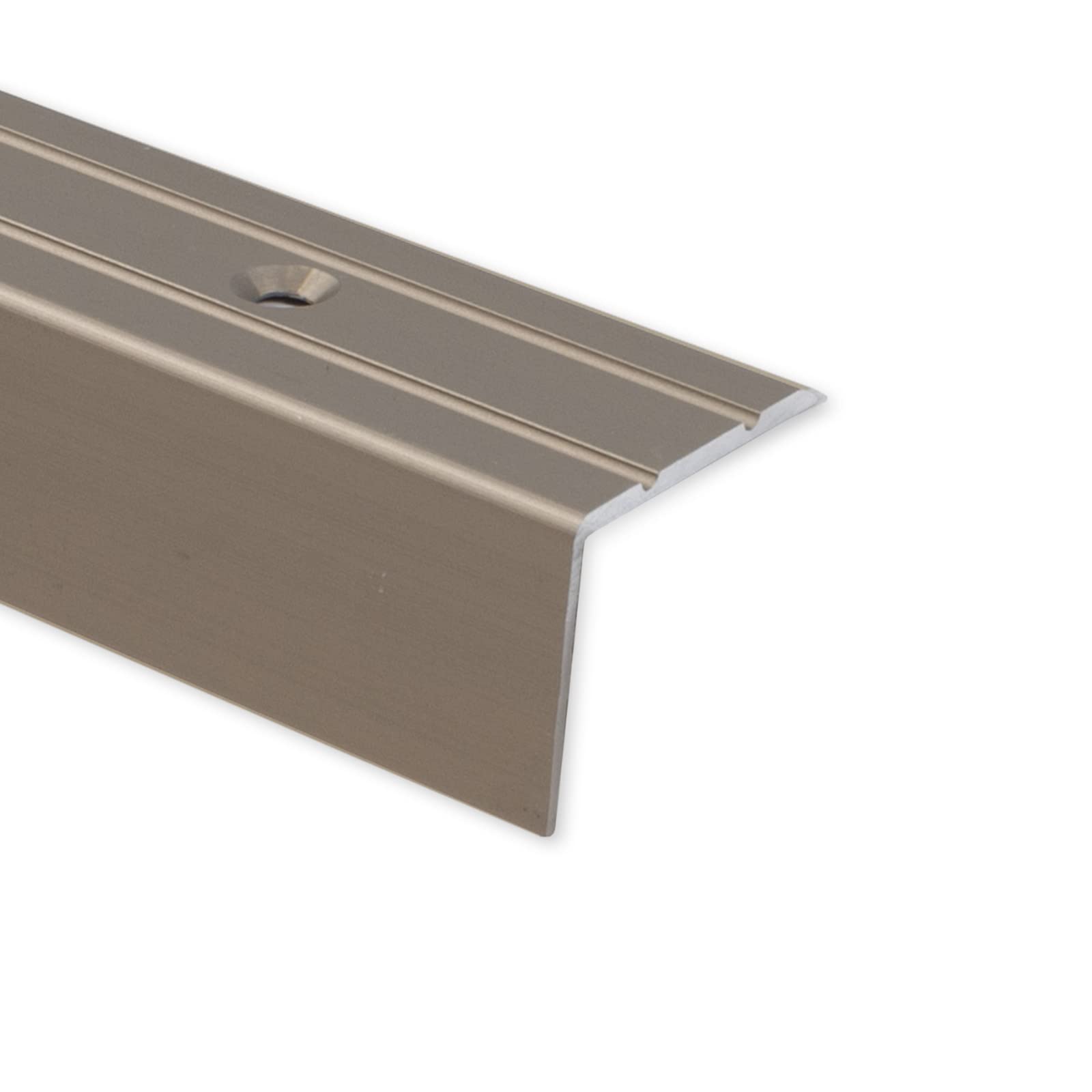 Floordirekt Winkelprofil 24,5 x 20 mm - Abschluss für Treppenstufen & Absätze - Vorgebohrt oder Vorgebohrt - Bodenleiste aus Aluminium (Edelstahl - matt, Vorgebohrt)