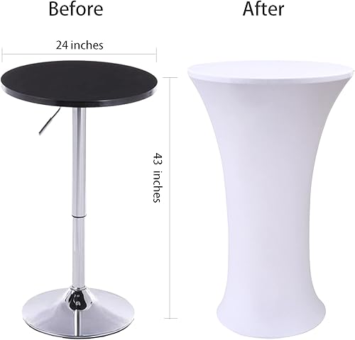 Miniatura 5 de Jeloris 2 manteles redondos de elastano elásticos de 24 x 43 pulgadas, color blanco, para fiestas, bodas, banquetes y bares