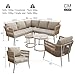 Jaxenor 5-6 Sitzer Lounge Möbel Outdoor mit 2 Couchtisch, Modulare Garten Loungemöbel Set mit wasserfester Sitzbank und Kissenset, Gartenlounge Set, Outdoor Sofa für Terrasse, Garten und Balkon, Beige