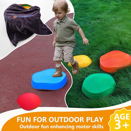 makarci Stepping Stones for Kids, 5pcs Non-Slip Plastic Balance Stones, Promoting Children's Coordination Skills Sensory Play Equipment, Toddler Toys for Age 3 4 5 6 7 8 Years - Image 6