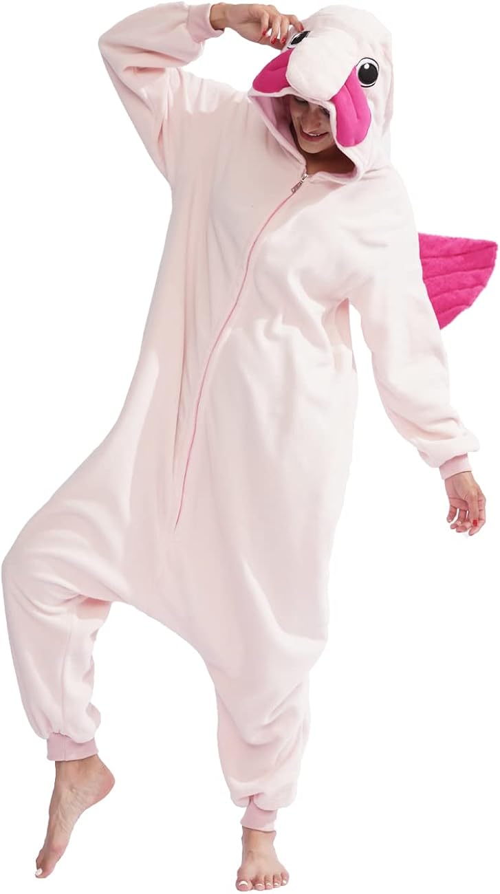 Miniatura 2 de LASSUPIN Pijama rosa para adultos disfraz de animal para cosplay ropa de dormir para el hogar disfraz para mujeres y hombres