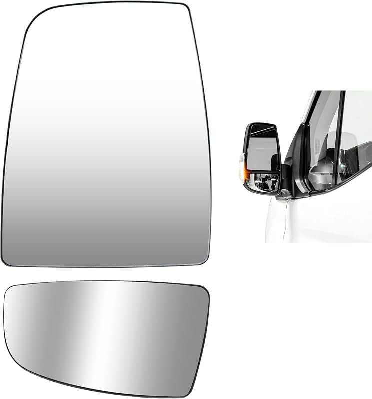 Vidro de Espelho Externo Algrix Convexo Aquecido Dianteiro Esquerdo para Ford Transit-150 250 350 HD 2015 a 2025 – Par Superior e Inferior