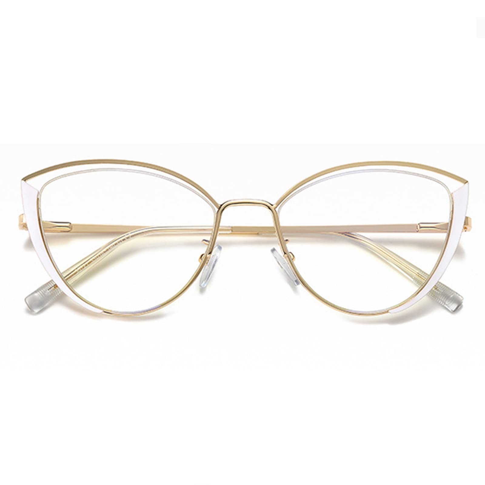 Damskie Urocze Okulary Do Czytania W Kształcie Kociego Oka, Blokujące Niebieskie Światło, Modne Okulary Do Czytania Z Dużą Oprawką, Ze Sprężynowym Zawiasem/White/0.75 *