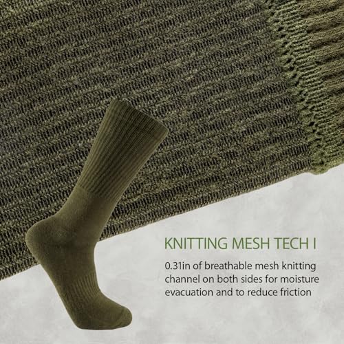 Toichi Men's Military Green Hiking Socks, Tactical Over-the-Calf Work & Hunting Boot Socks for Men4
