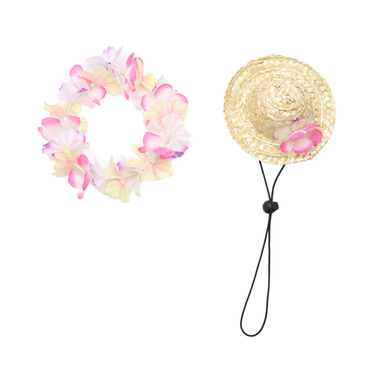 BESPORTBLE 1Set Summer Dog Garland and Casual Pet Caps for Beach Parties Photography Comfortable Straw Pet Accessory for Dogs and Cats