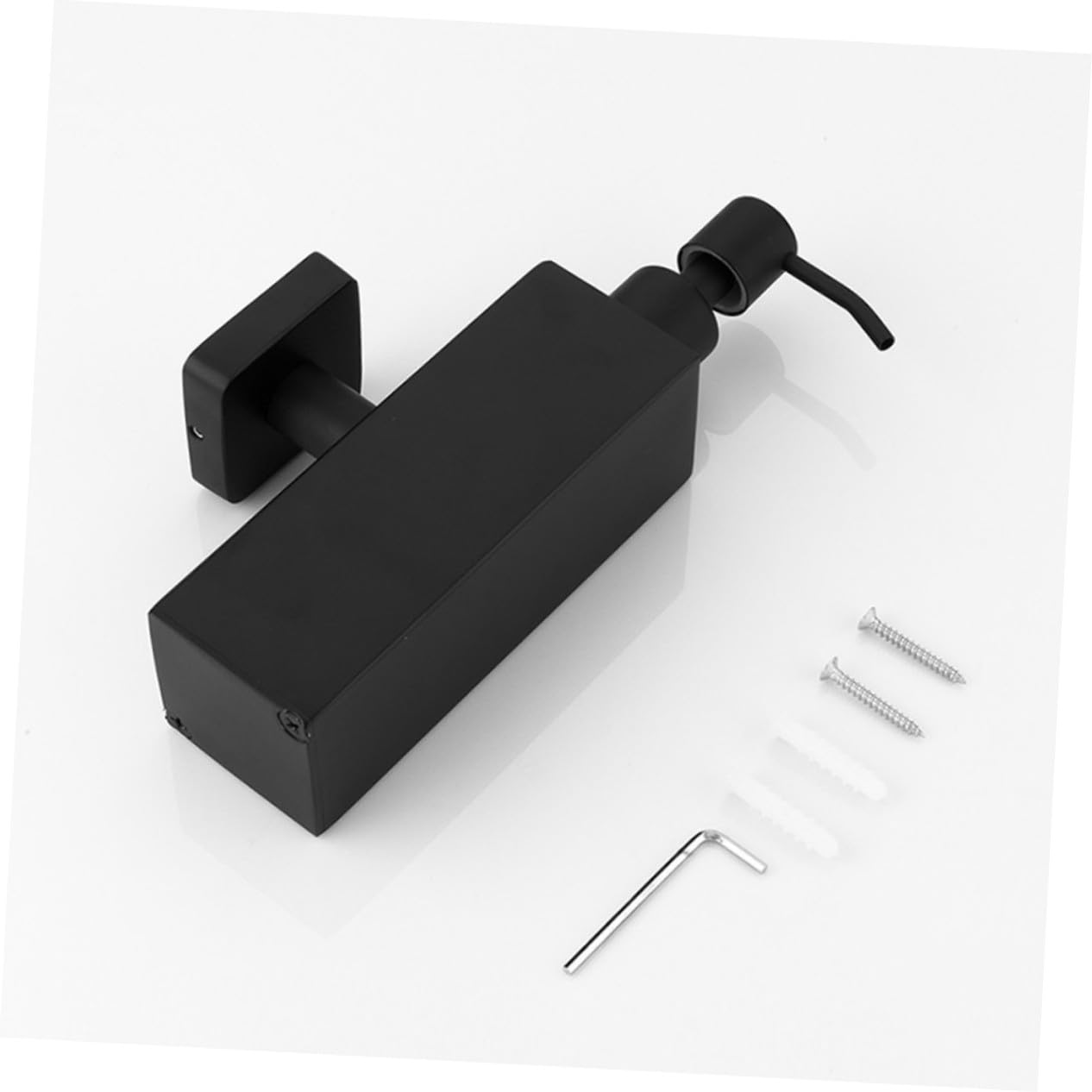 Dosatore per Sapone Liquido da Muro 200ml Acciaio Inox Nero | Quadrato, Ricaricabile e Antigoccia, per Cucina e Casa, Installazione Semplice