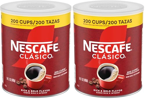 Image of NESCAFE CLASICO Instant Coffee, Dark Roast Coffee, 1 Canister (14.1 Oz) (Pack of 2)