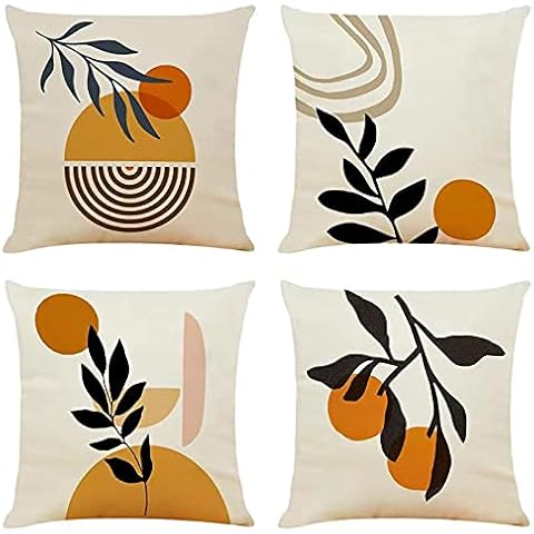 Set of 4 Abstract Art Cushion Covers Cover