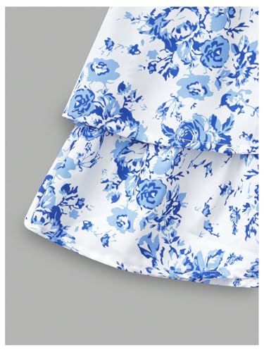 Image of SHENHE Girl's Smocked Ruched A Line Swing Dress Layered Tie Shoulder Flowy Cami Short Dress