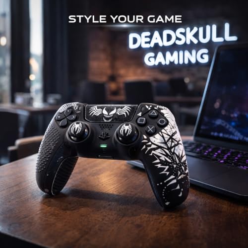 Image of DEADSKULL - Spidy Edition Protective Cover Case Compatible with DualSense Anti-Slip PS5 Remote Skin, PS 5 Controller Accessories,Silicone Sleeves Set (Black & White)