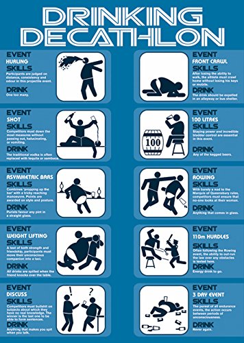 Drinking Decathlon poster humour alcool 61x91.5 cm pour decoration murale