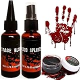 Halloween Set de Faux Sang, 50ml sang coulant, 50ml Spray de Faux Sang et 30g Plasma Coagu...