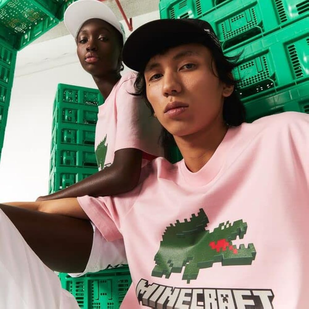 別注 レア 極美品 Lサイズ LACOSTE Minecraft Tシャツ Unisex Lacoste x Minecraft Print Organic Cotton T-Shirt - T