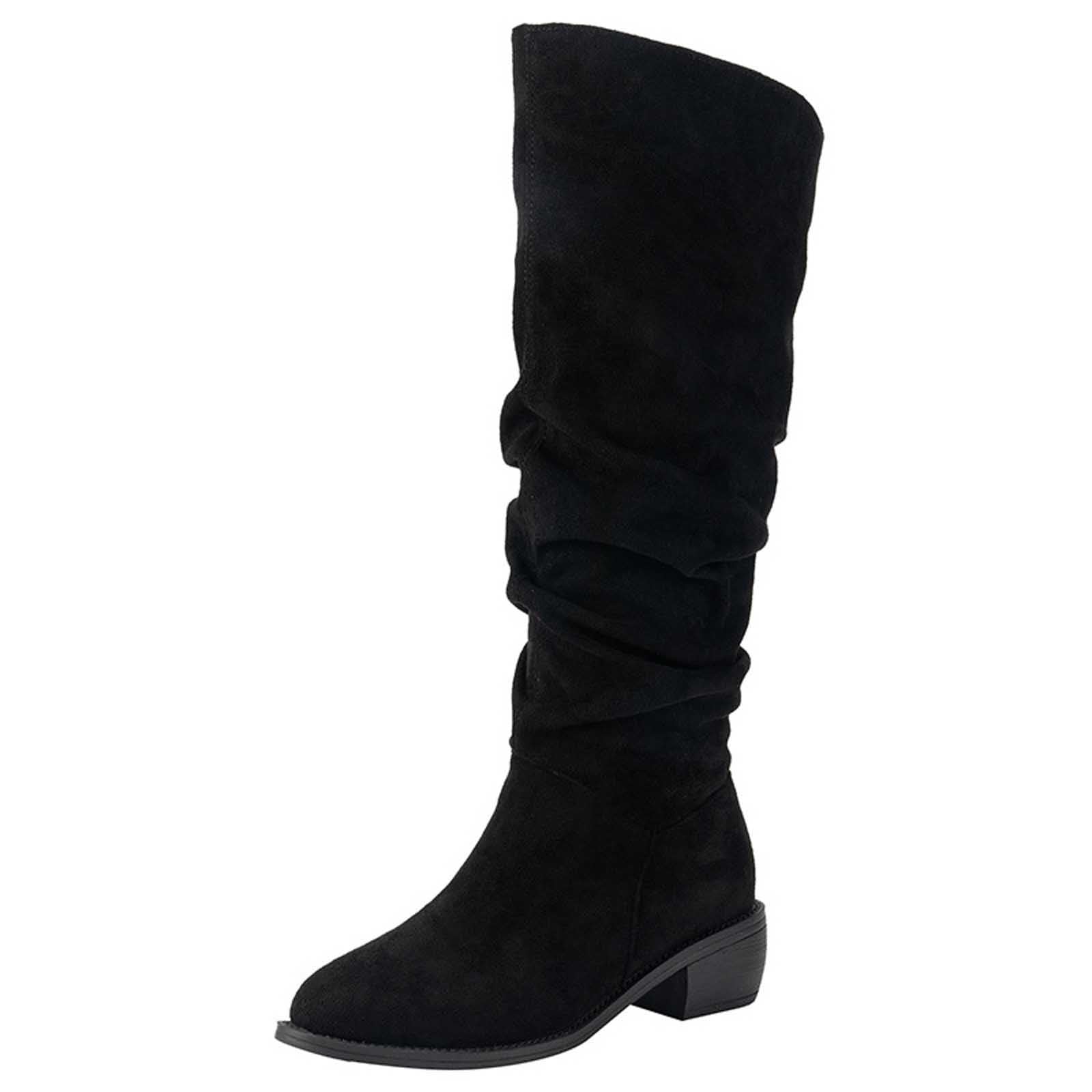 Botas de Vestir Rujer Botas de Media Pantorrilla para Mujer, Botines tacón Cuadrado a la Moda, sin Cordones, para Uso Informal, duraderas y cómodas, Invierno y otoño.