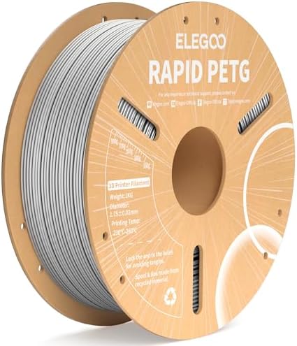 ELEGOO Rapid PETG Filament 1.75mm Grau 1KG | High-Speed bis 600mm/s 3D Drucker Filament, Maßgenauigkeit +/- 0,02mm, 1kg Spule (2.2lbs), Kompatibel mit FDM 3D Drucker