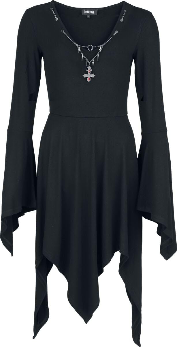 Gothicana by EMP Femme Robe mi-Longue Eternal Allure Noir