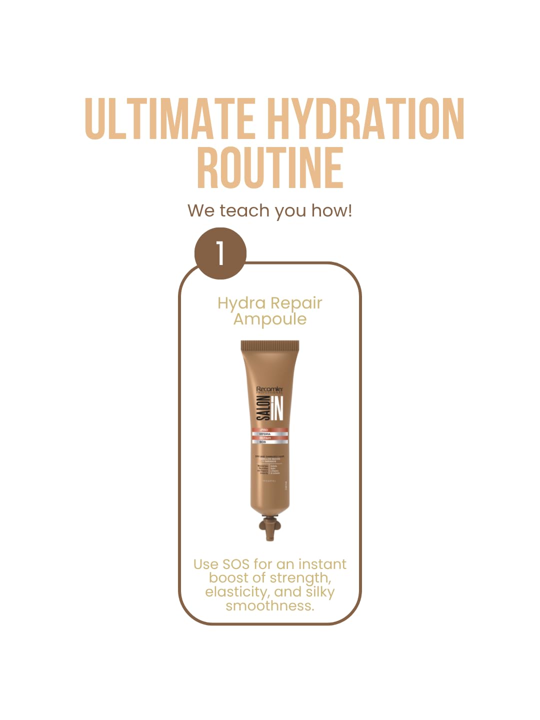 Salon In by Recamier | Hydra Repair SOS Shots 12 units | Intensive Hair Repair Ampoules for Dry, Damaged Hair | 0.5 fl oz / 15 ml