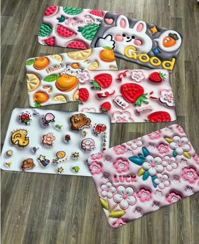 Image of AAZEEM Rubber Anti Slip 5D Water Soaking Floor Mat |Water Absorbent Non Slip Bath Mat |Quick Dry Mat for Bathroom | Rectangular Door Mat for Home |Drawingroom and Design |Pack of 4 |