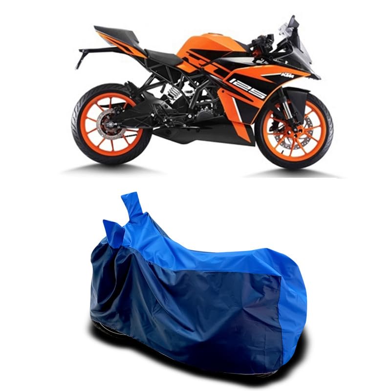 Image of DUFFEL-Two Wheeler Bike Body Cover Compatible for KTM Rc 125 Heat Protectio /UV-Rays /Birds Dropping /DustProof /Waterproof All Variants [Nevay Blue]