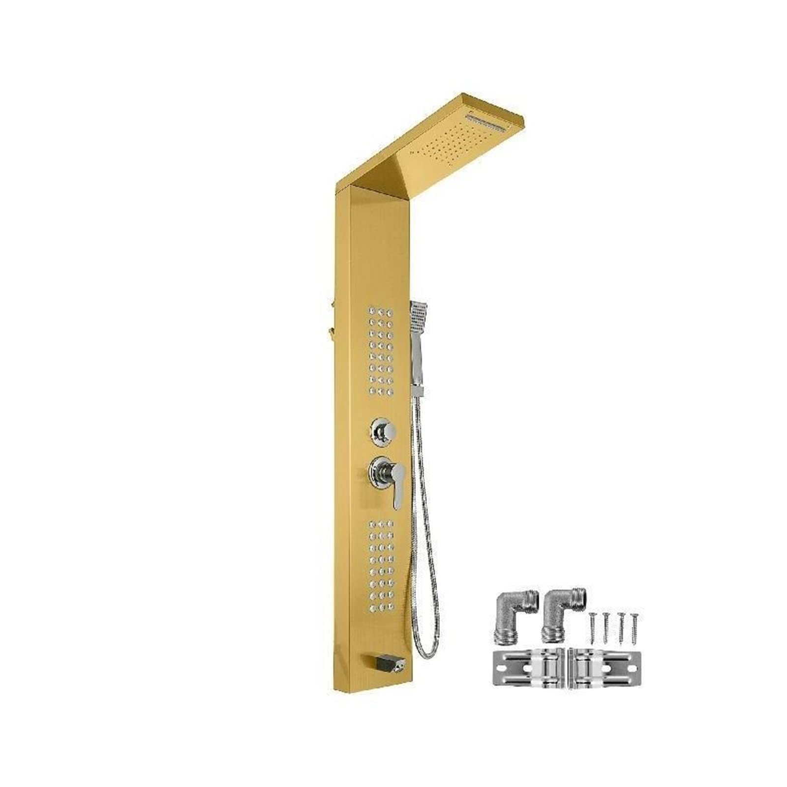 Soywim One Color Shower System, Led Light Shower Panel System Waterfall Rain Faucet Spa Massage Jets Tub With Bidet Bath Taps For Bathroom