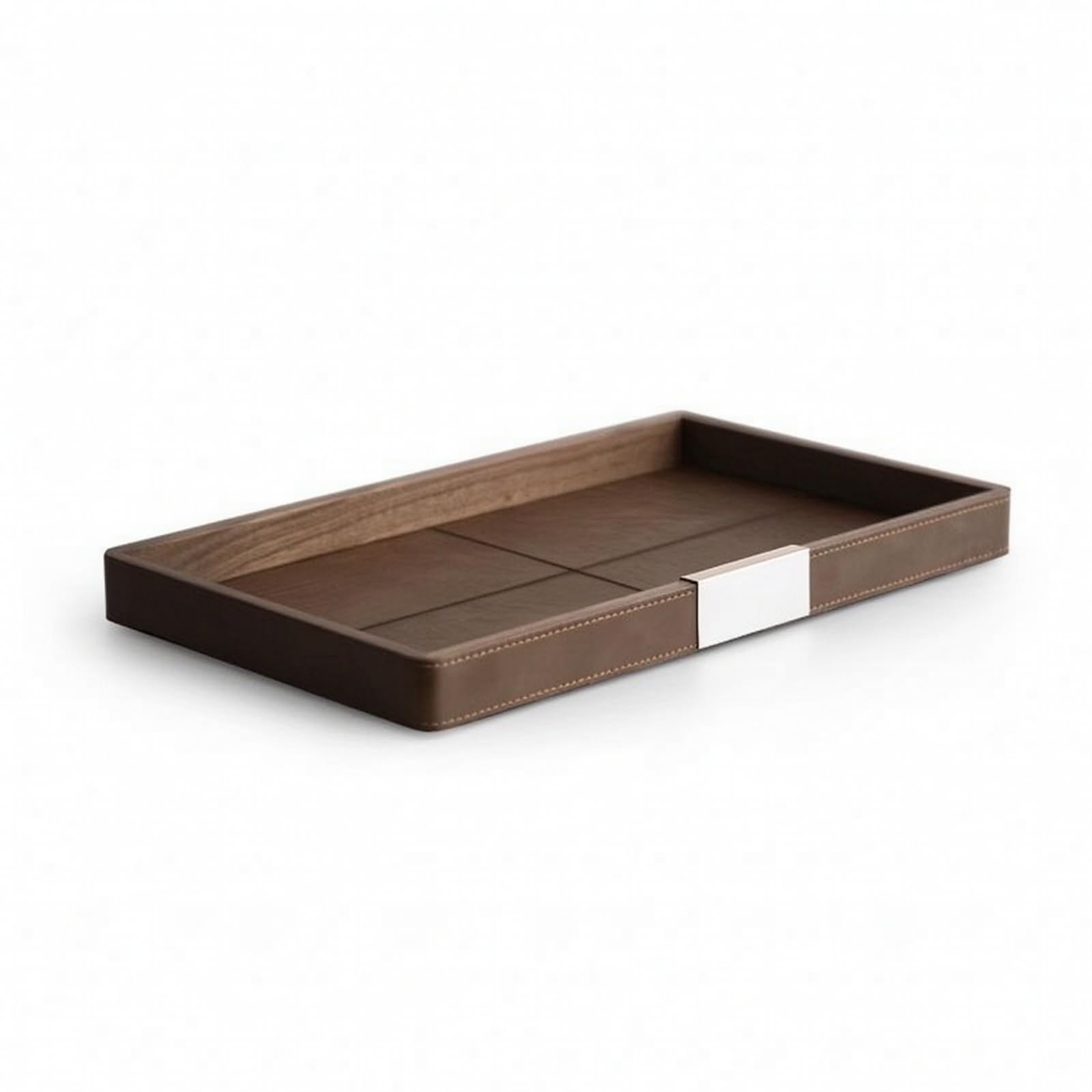 Bandeja Bandeja para Servir Bandeja de Madera Bandeja de Té Bandeja de Café con Estética Sobria y Contención de Líquidos Adecuada para Servicio de de, Grande, Rectangular De Nogal