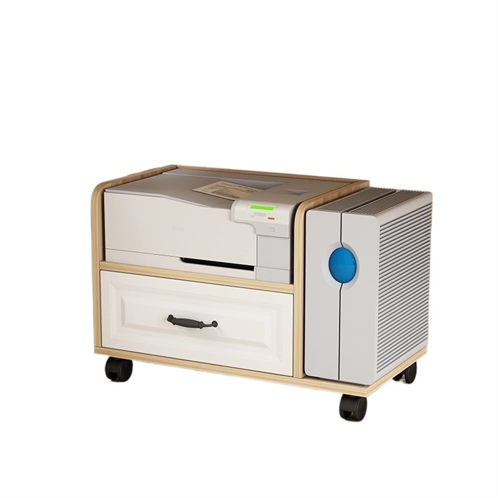 Stand di Stampa per Ufficio Scaffali di stoccaggio a Tre Livelli Stampante Standica Stand Pulley Stampante Rack Office Data Mobile con cassetto Staffa Scanner Fax (Color : A)