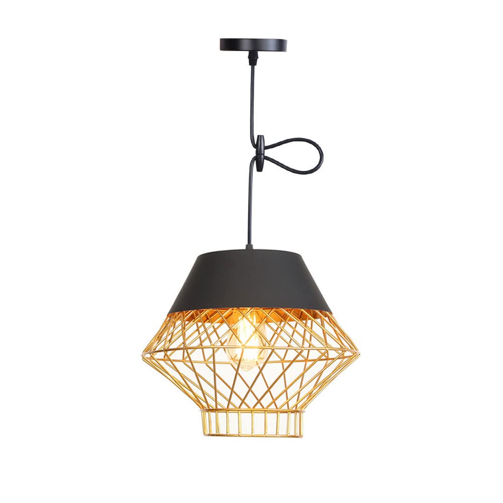 Modern Style Mesh Wrought Iron Chandeliers,Hardwired Pendant Light,for Living Room Bedroom Restaurant Cafe Teahouse Bar Dining Room Club（E27）, Gold