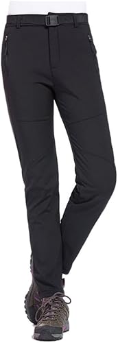 Geval Pantalones de senderismo con forro polar para mujer, impermeables, para nieve, snowboard, con aislamiento al aire libre, softshell, cargo,
