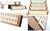 Lieferumfang: 4 Holz-Spielbänke, 106 Melamin-Spielsteine (davon 2 Joker) in einer stabilen Aufbewahrungsbox, 1 Würfel (6-seitig), stabile wiederverwendbare Spieleverpackung)