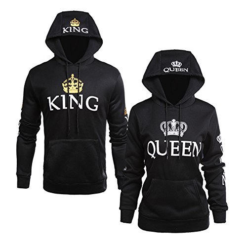 Minetom Moda Hombre y Mujer Pareja Impresión Corona King & Queen Sudaderas...