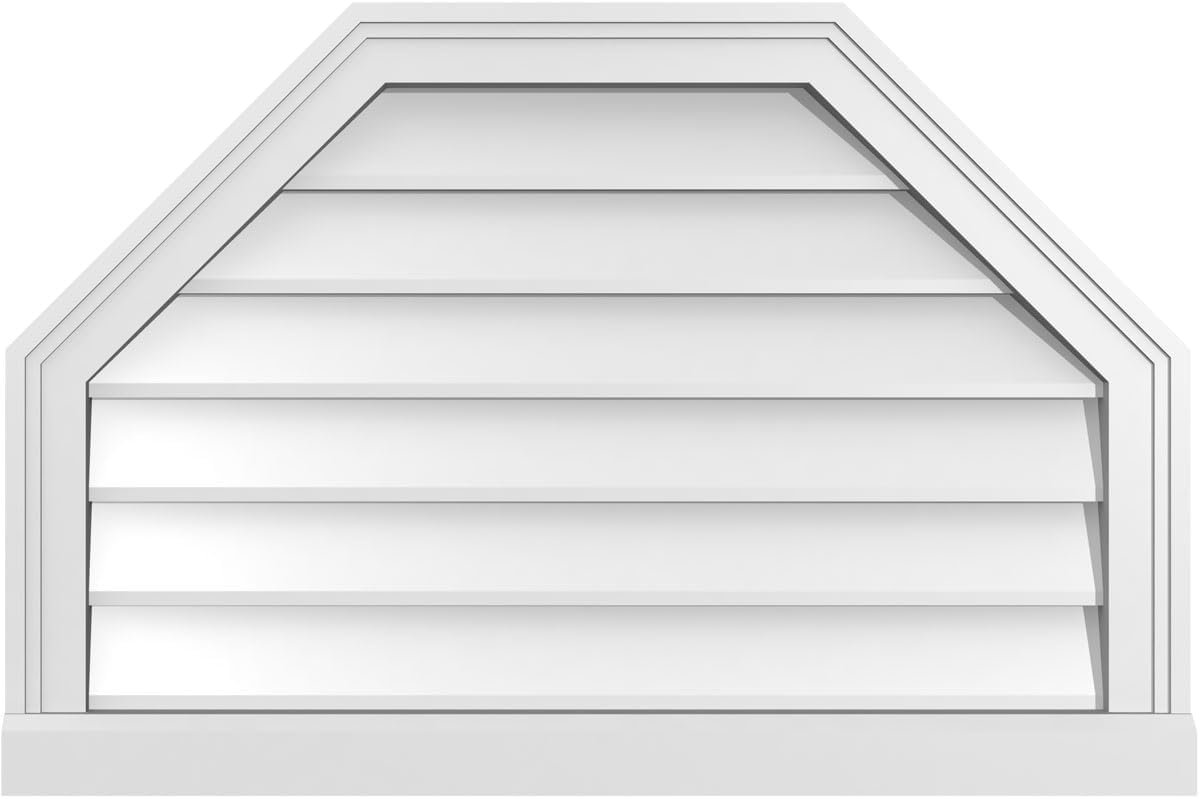 Ekena Millwork GVPOT30X2003SN Octagonal Top Surface Mount PVC Gable Vent, Factory Primed White