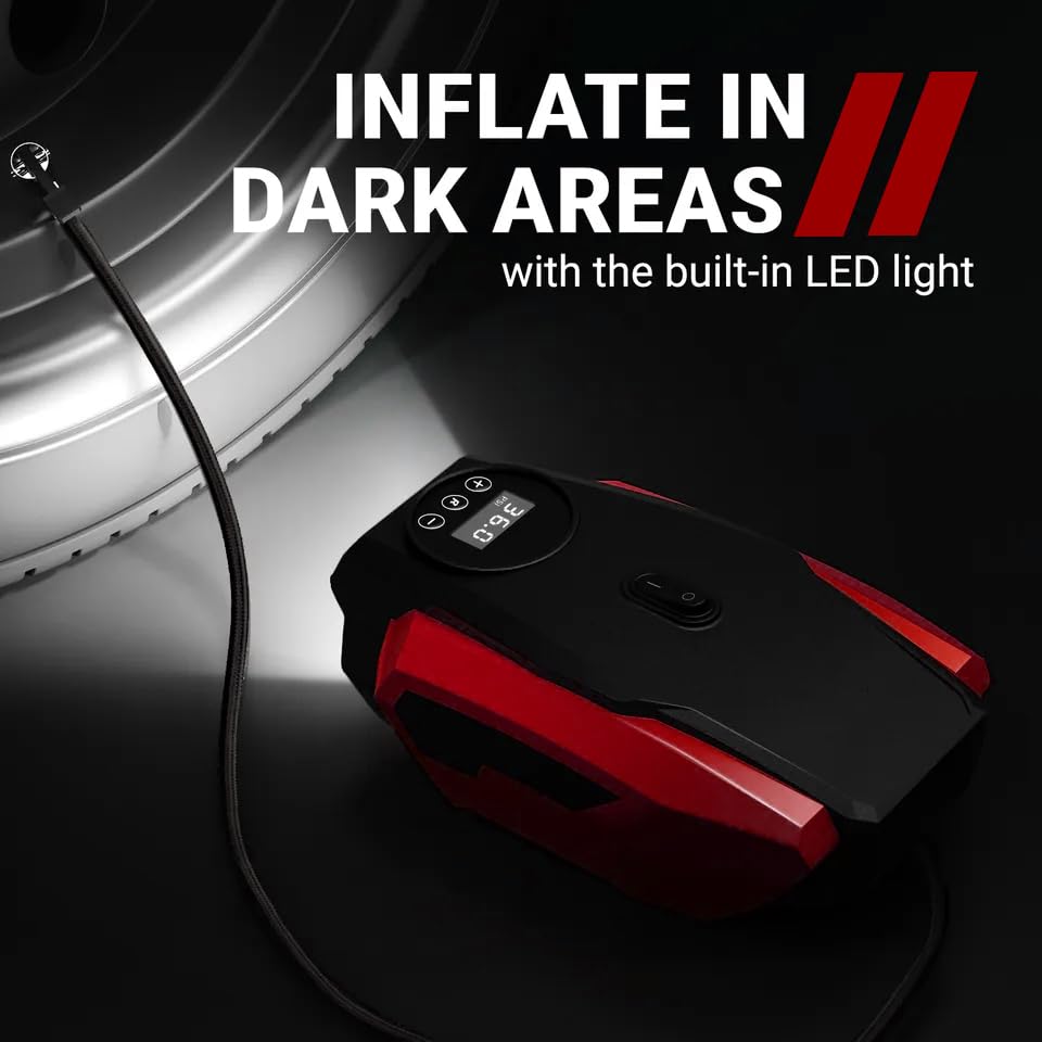 Image of Mrsdry 150psi Air Tyre Inflator for Car and Bike Pump Auto Stop (RED)