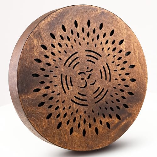 Disque sonore de pluie en bois 21,8 cm Ganesh Om pour méditation