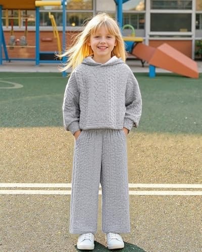Image of fioukiay Toddler Girls Casual Sweatsuit Pullover Hoodie Sweatpants Outfits