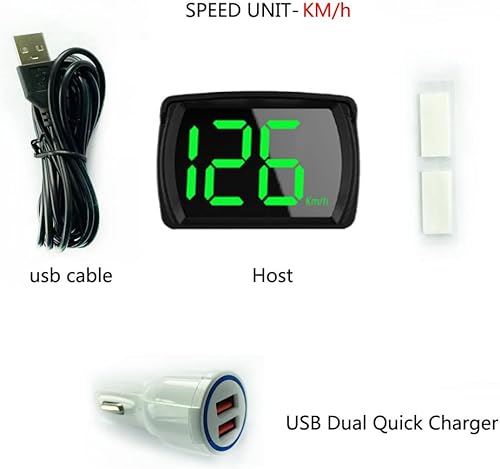 Miniatura 7 de Shkalacar Pantalla frontal HUD para automóvil, velocímetro digital GPS KMH MPH con pantalla LED de fuente grande + adaptador de carga de automóvil