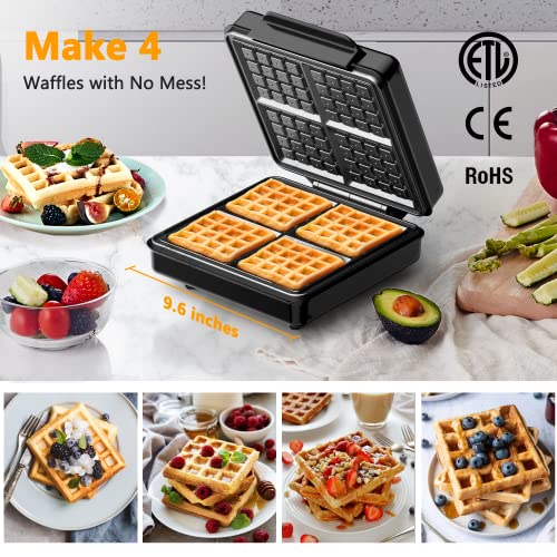FirstBuy Belgisches Waffeleisen, 1100W Waffeleisen mit Kontrollleuchten zum Frühstück, 4 Scheiben Quadratisches Antihaft… – Bild 5