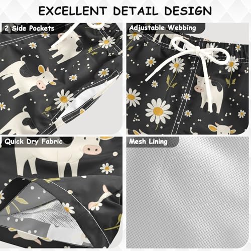 Cows Meadow Star Boys Swim Trunks Farm Highland Cattle Toddler Beach Board Shorts Baby Summer Bathing Suit L3