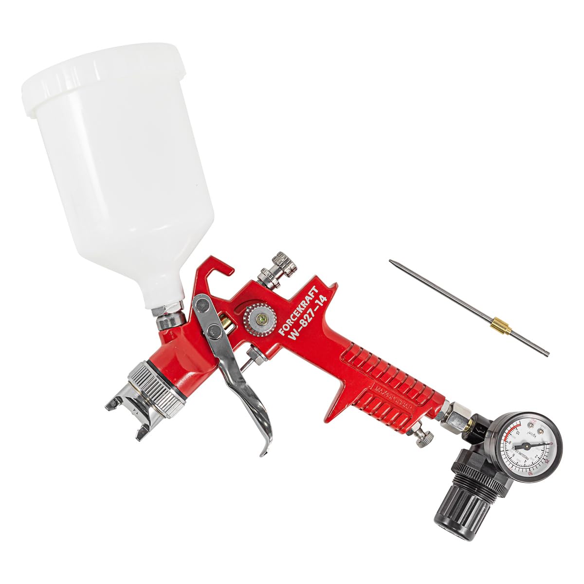 Wysokowydajny pistolet natryskowy z regulatorem ciśnienia i dyszą dodatkową, 600 ml, 1,4/1,7 mm, 2,0 – 4,0 bar, rozpylanie 180-250 mm, 400 l/min