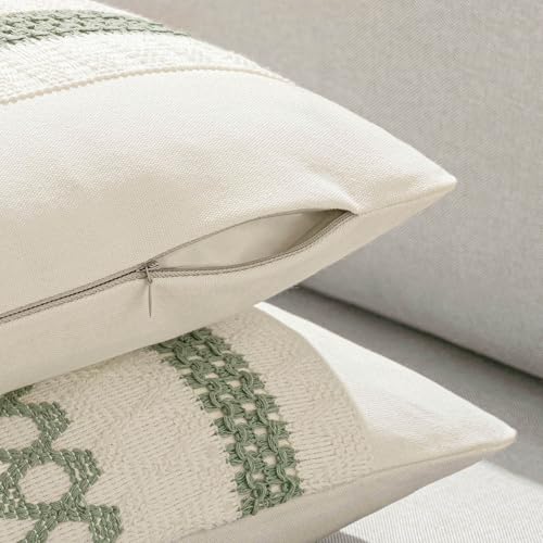MIULEE Set of 2 Sage Green Boho Decorative Pillow Covers 18x18 Inch Farmhouse Rustic Couch Throw Pillows Modern Summer Cotton Cushion Covers Retro Cute Macrame Woven Home Decor for Bed Sofa Chair - Image 6