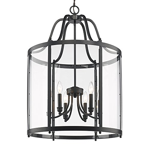Golden Lighting 1157-6P BLK Payton Foyer - Caged, Black