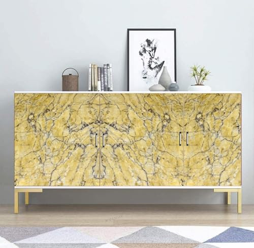 Image of WALLMATE Marble Wallpaper Self Adheisve Marble Wallpaper Waterproof Countertop Furniture Kitchen Marble Sticker (Yellow Itanian, 24x96 Inch)