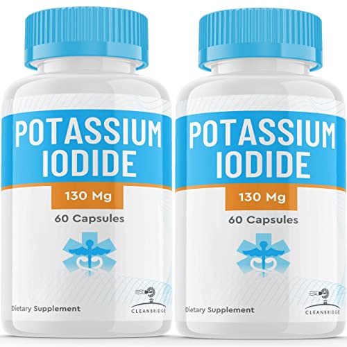 (2 Pack) Potassium Iodide Pills, Iodine Tablets Pills 130 mg, Anti-Radiation Exposure Protection, Best Iodine Supplement Iostat Iodine Tablets 130 MG Nuclear Fallout (120 Capsules)
