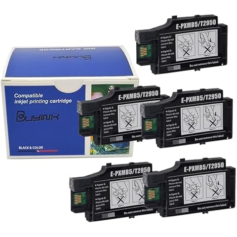 buyink 5 Pack Remanufactured T2950 Maintenance Box Compatible for WF-100 WF-110 WF-100W WF-110 Printer Cover
