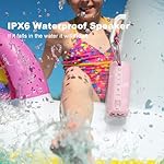 MIATONE Boombox Outdoor Portable Bluetooth Speaker Waterproof Wireless Speakers Gifts for Women Mothers Mom Wife Her - Pink - Image 4